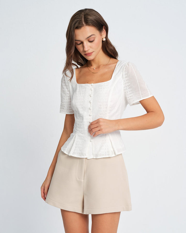 Morgan and Brooke | Floral Textured Blouse for Women in White