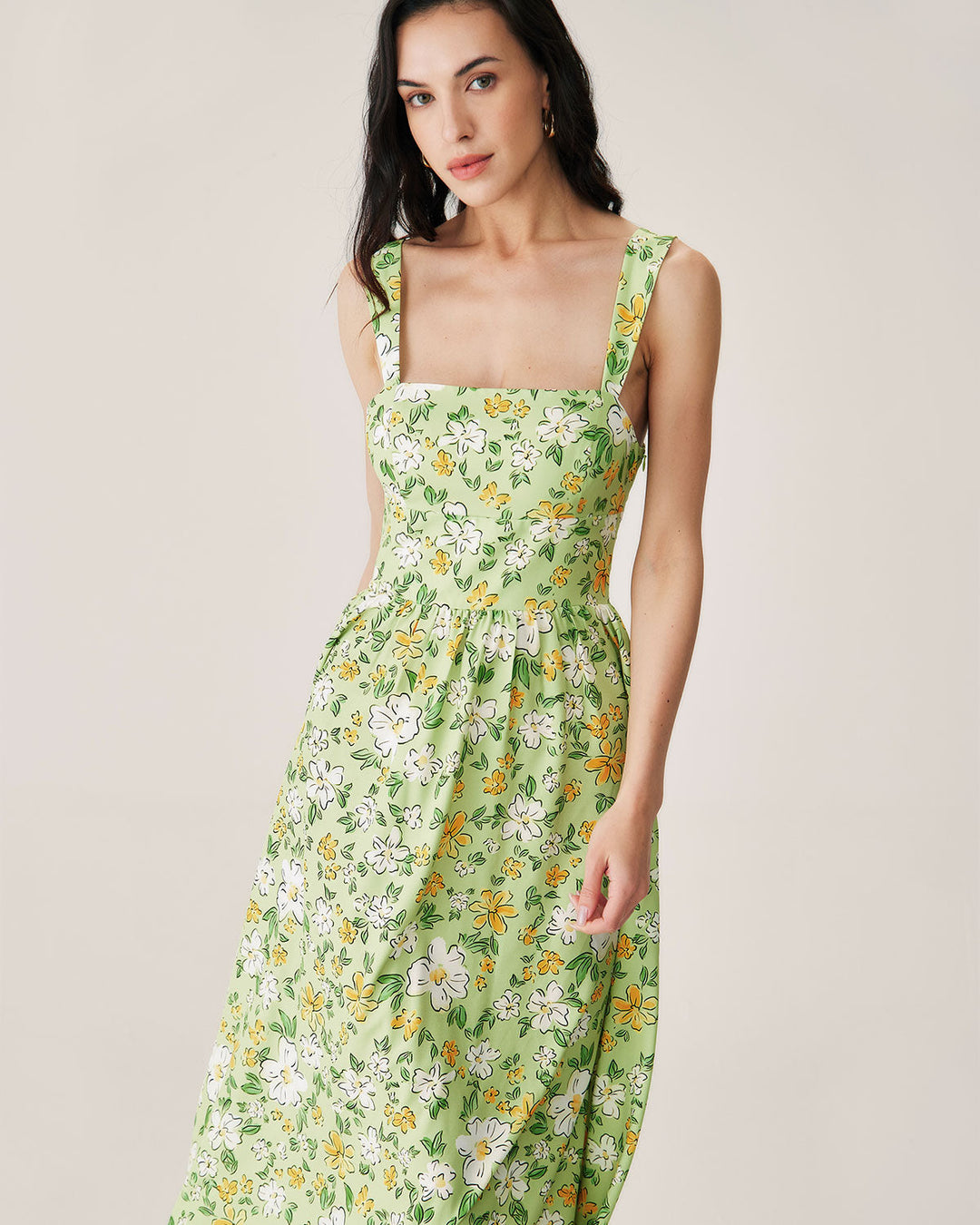 Morgan and Brooke | Floral Backless Maxi Dress for Women in Green