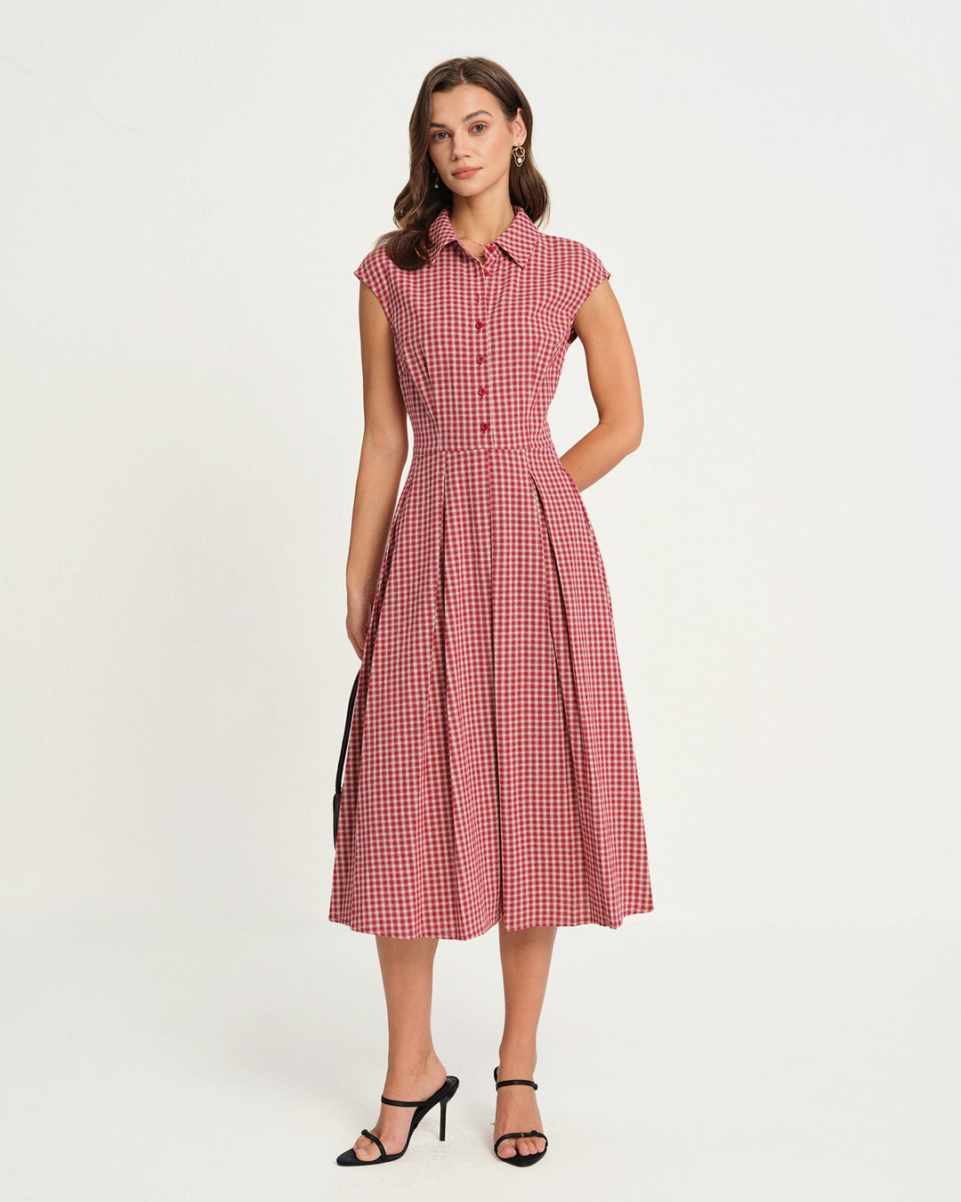 Morgan and Brooke | Red Plaid Midi Dress