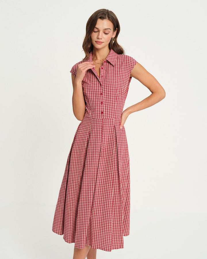 Morgan and Brooke | Red Plaid Midi Dress