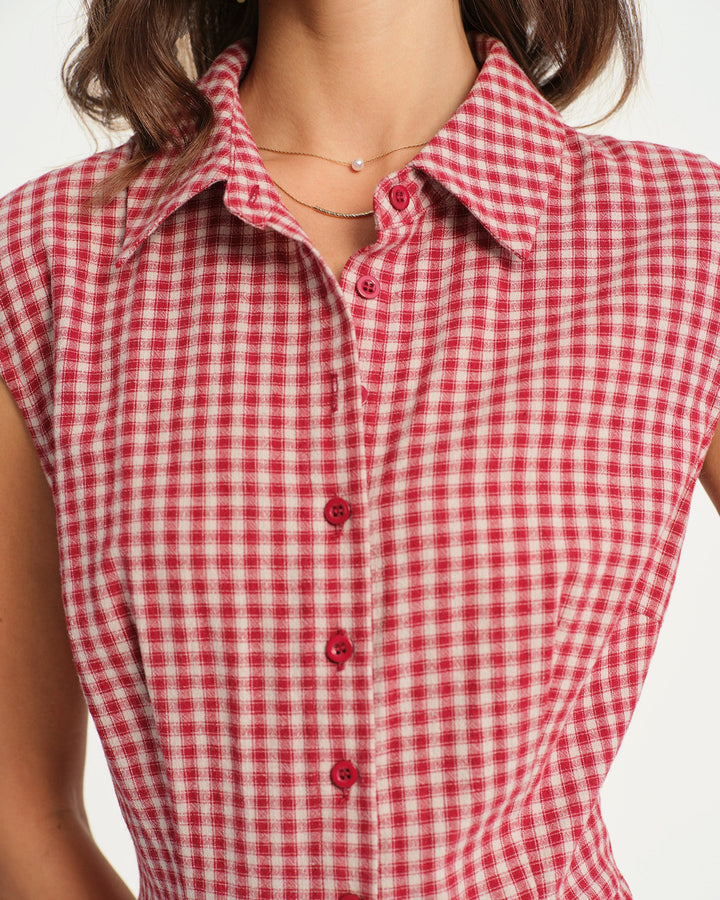 Morgan and Brooke | Red Plaid Midi Dress