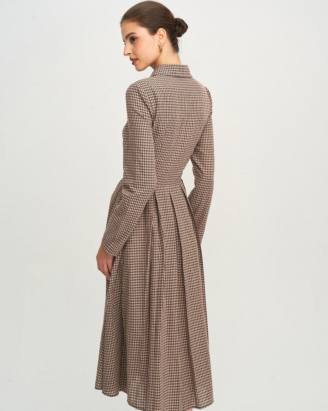 Morgan and Brooke | Brown Plaid A-Line Midi Dress