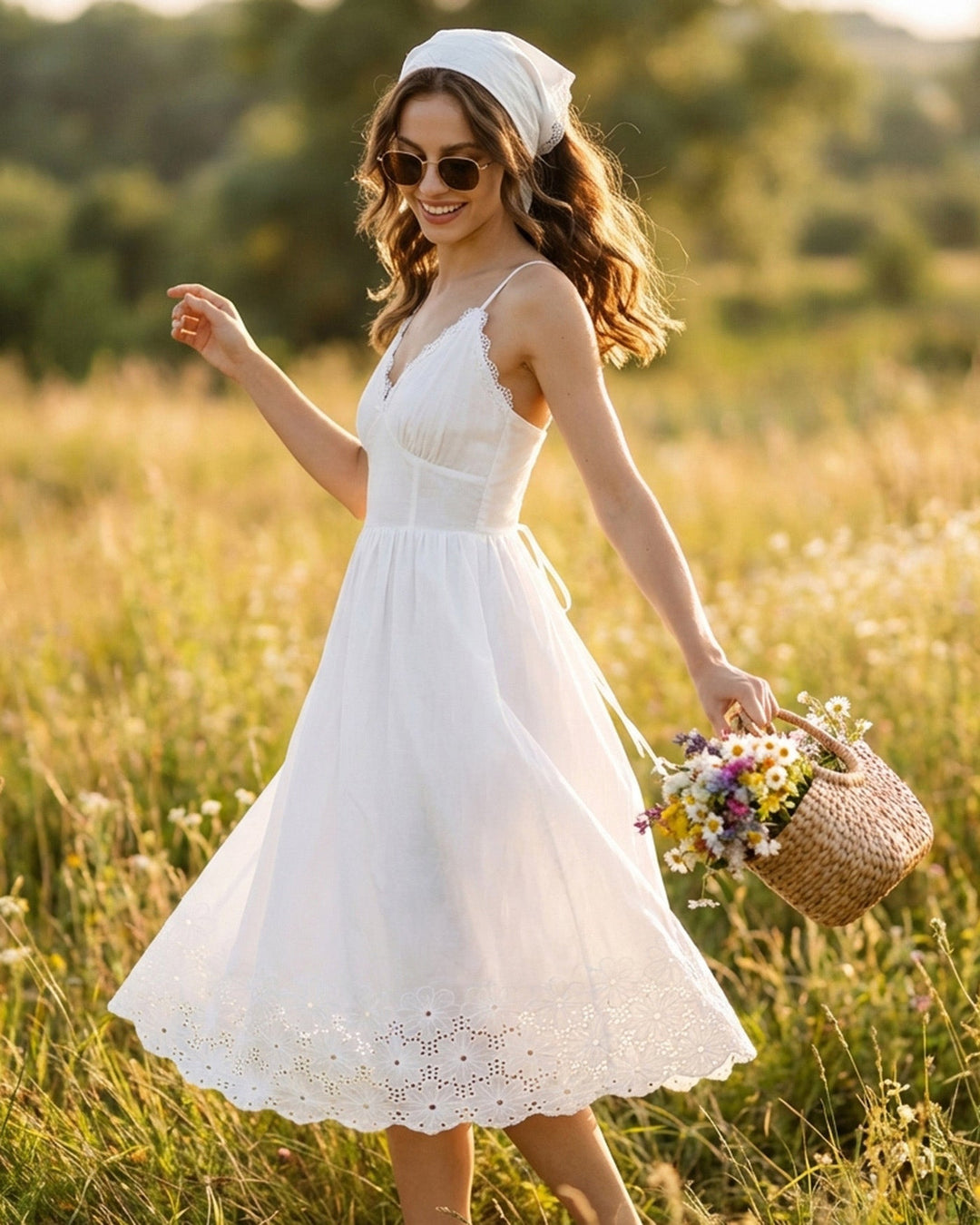 Morgan and Brooke | Lace Cross Slip Midi Dress in White
