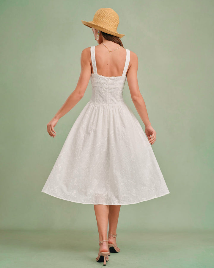 Morgan and Brooke | White Square Neck Midi Dress