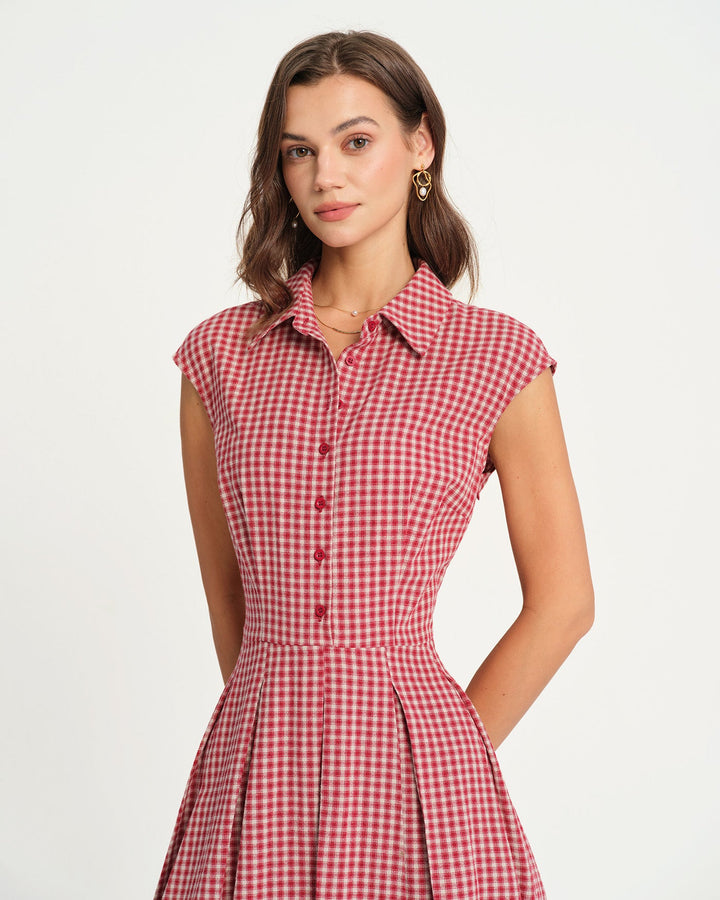 Morgan and Brooke | Red Plaid Midi Dress