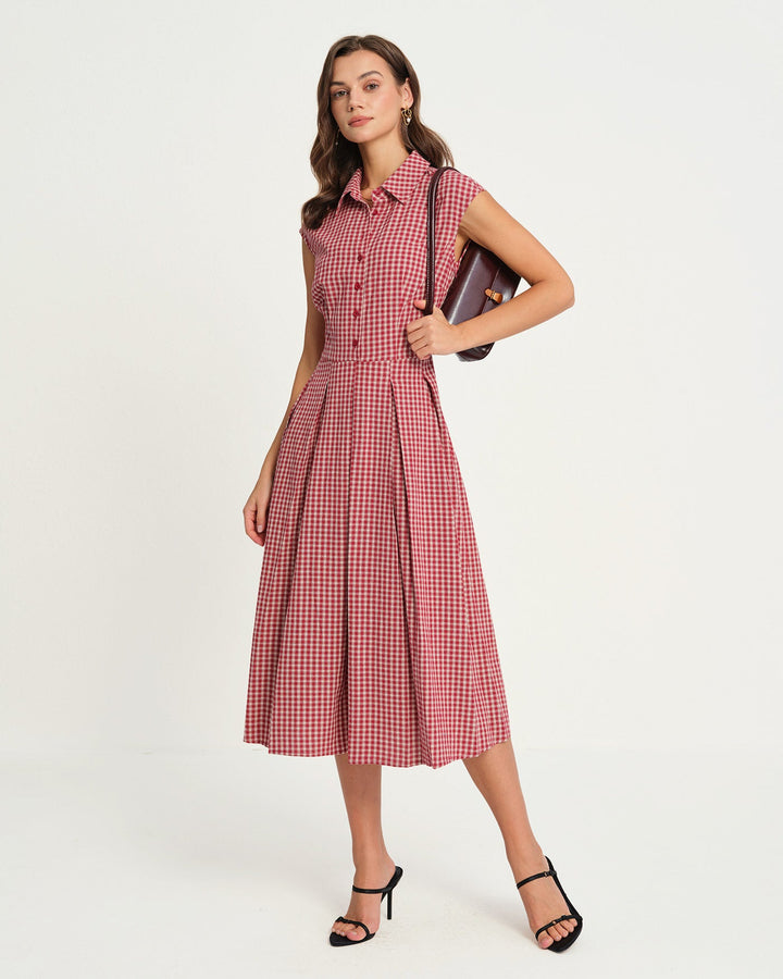 Morgan and Brooke | Red Plaid Midi Dress