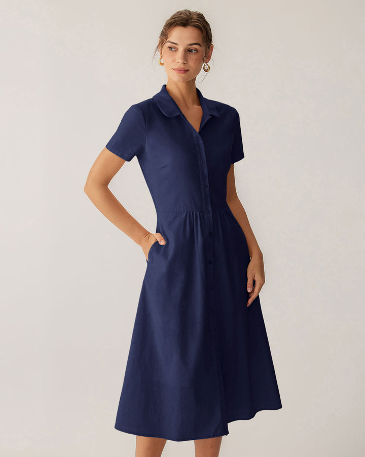 Morgan and Brooke | Navy Pocket Midi Dress