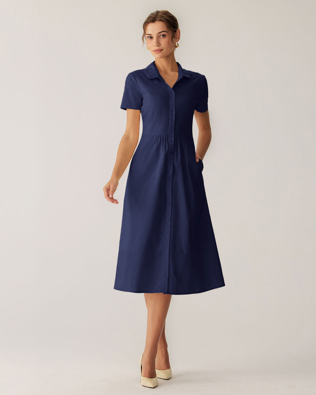 Morgan and Brooke | Navy Pocket Midi Dress
