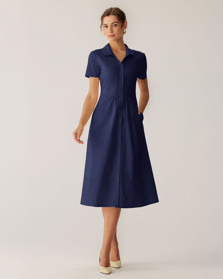 Morgan and Brooke | Navy Pocket Midi Dress