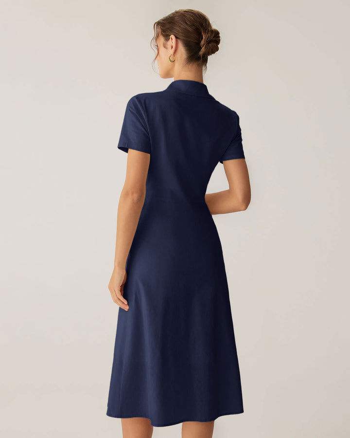 Morgan and Brooke | Navy Pocket Midi Dress