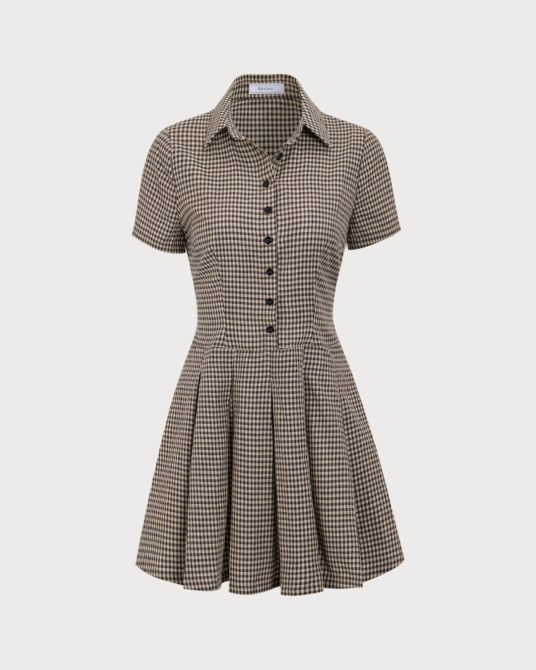 Morgan and Brooke | Brown Plaid Lapel Pleated Mini Dress
