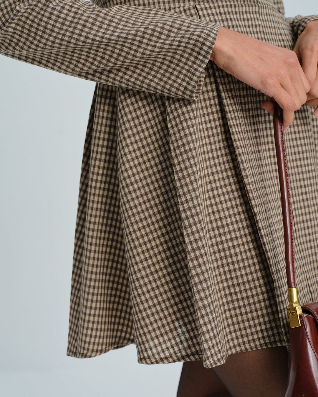 Morgan and Brooke | Brown Gingham Cotton Mini Dress