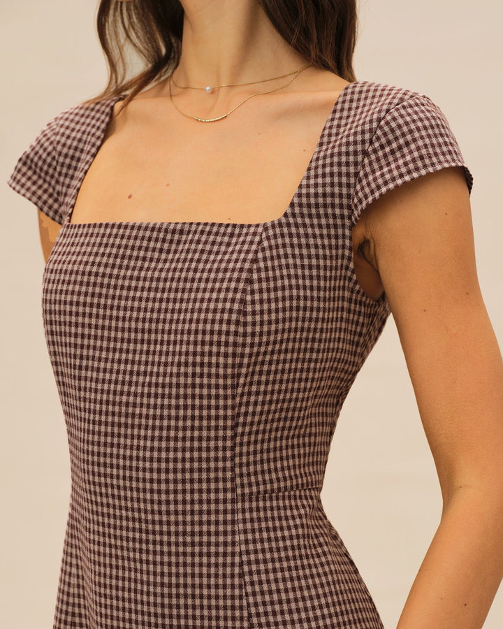 Morgan and Brooke | Brown Plaid Mini Dress
