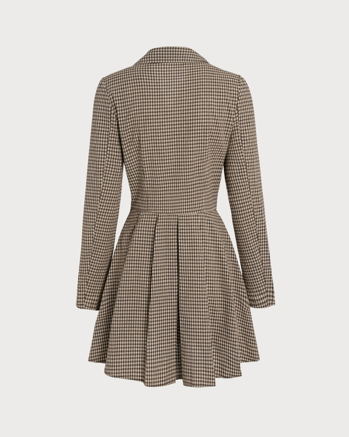 Morgan and Brooke | Brown Gingham Cotton Mini Dress