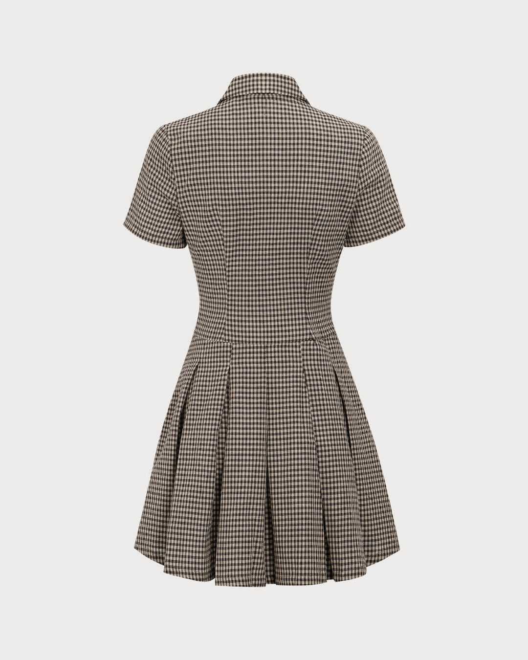 Morgan and Brooke | Brown Plaid Lapel Pleated Mini Dress