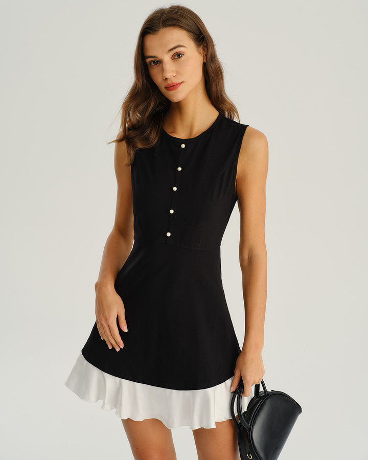 Morgan and Brooke | A-Line Sleeveless Mini Dress in Black
