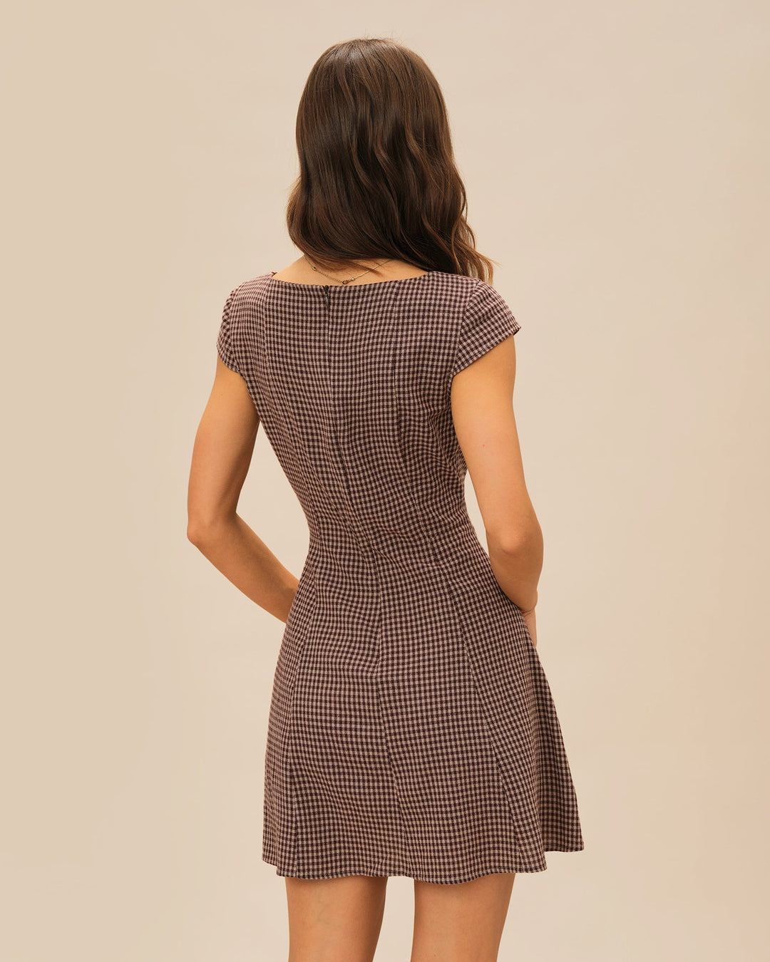 Morgan and Brooke | Brown Plaid Mini Dress