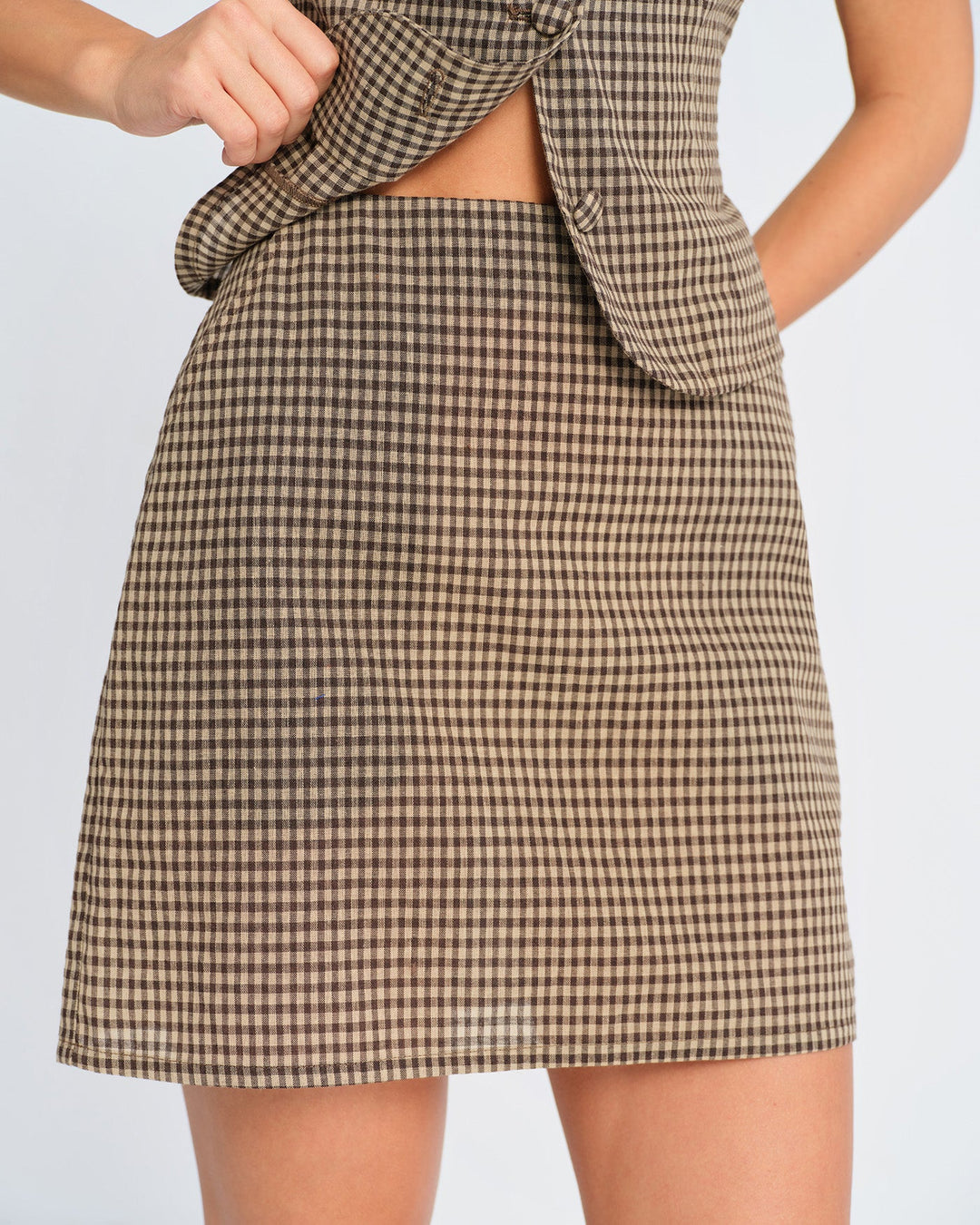 Morgan and Brooke | Brown Plaid Mini Skirt