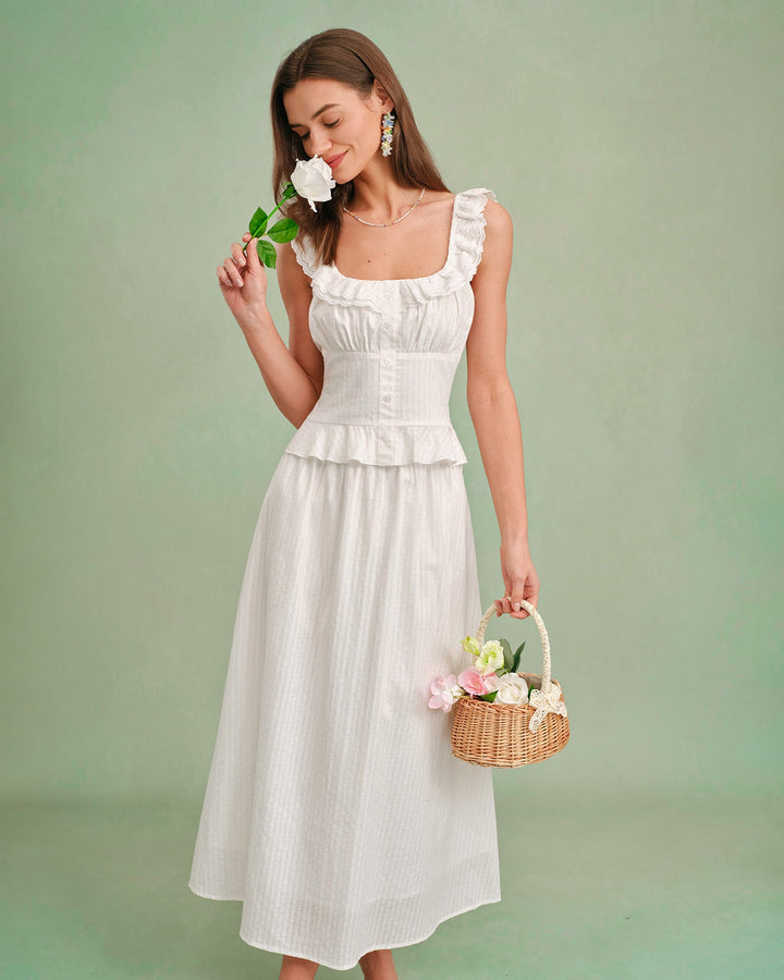 Morgan and Brooke | A-Line Midi Skirt for Women in White