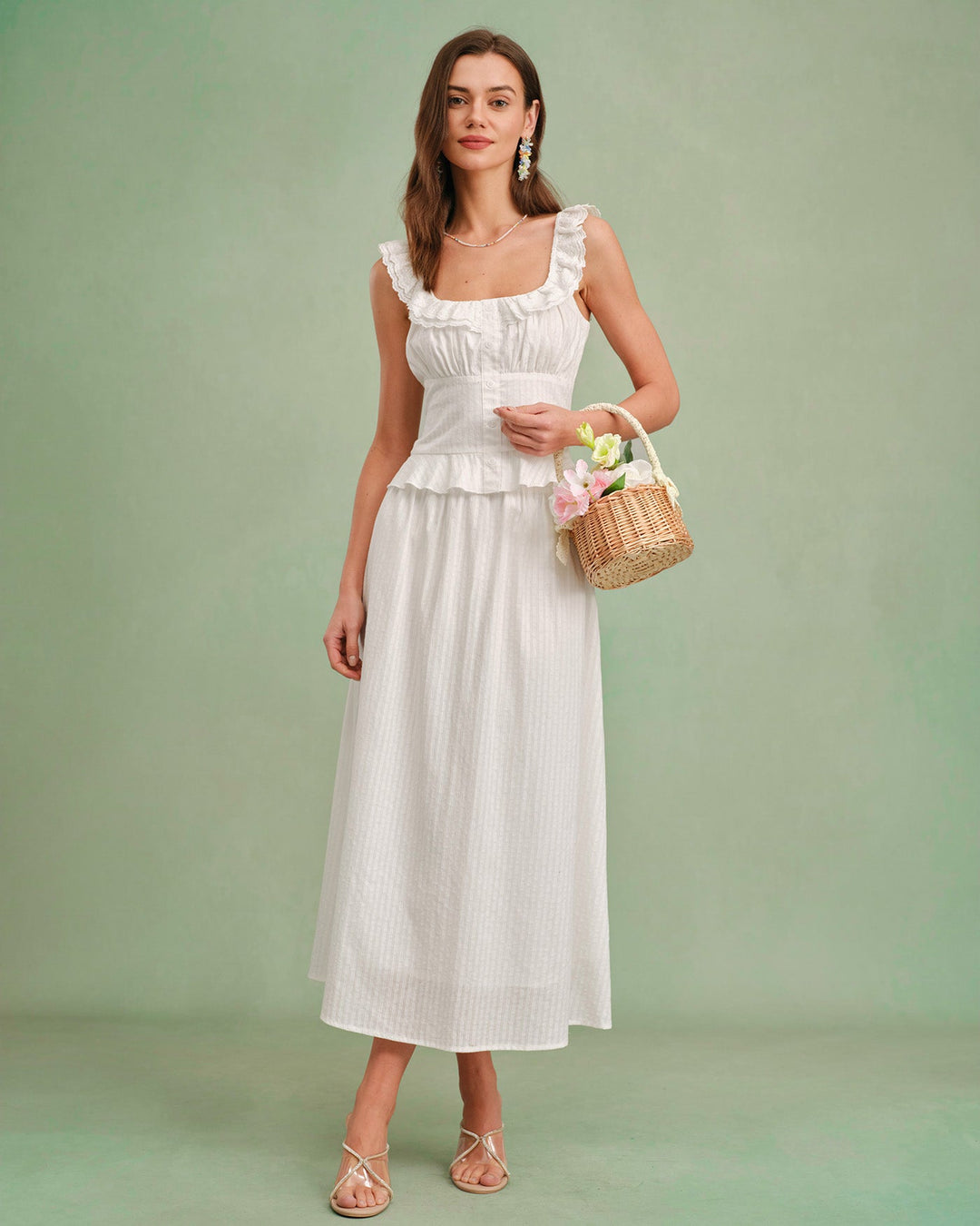 Morgan and Brooke | A-Line Midi Skirt for Women in White
