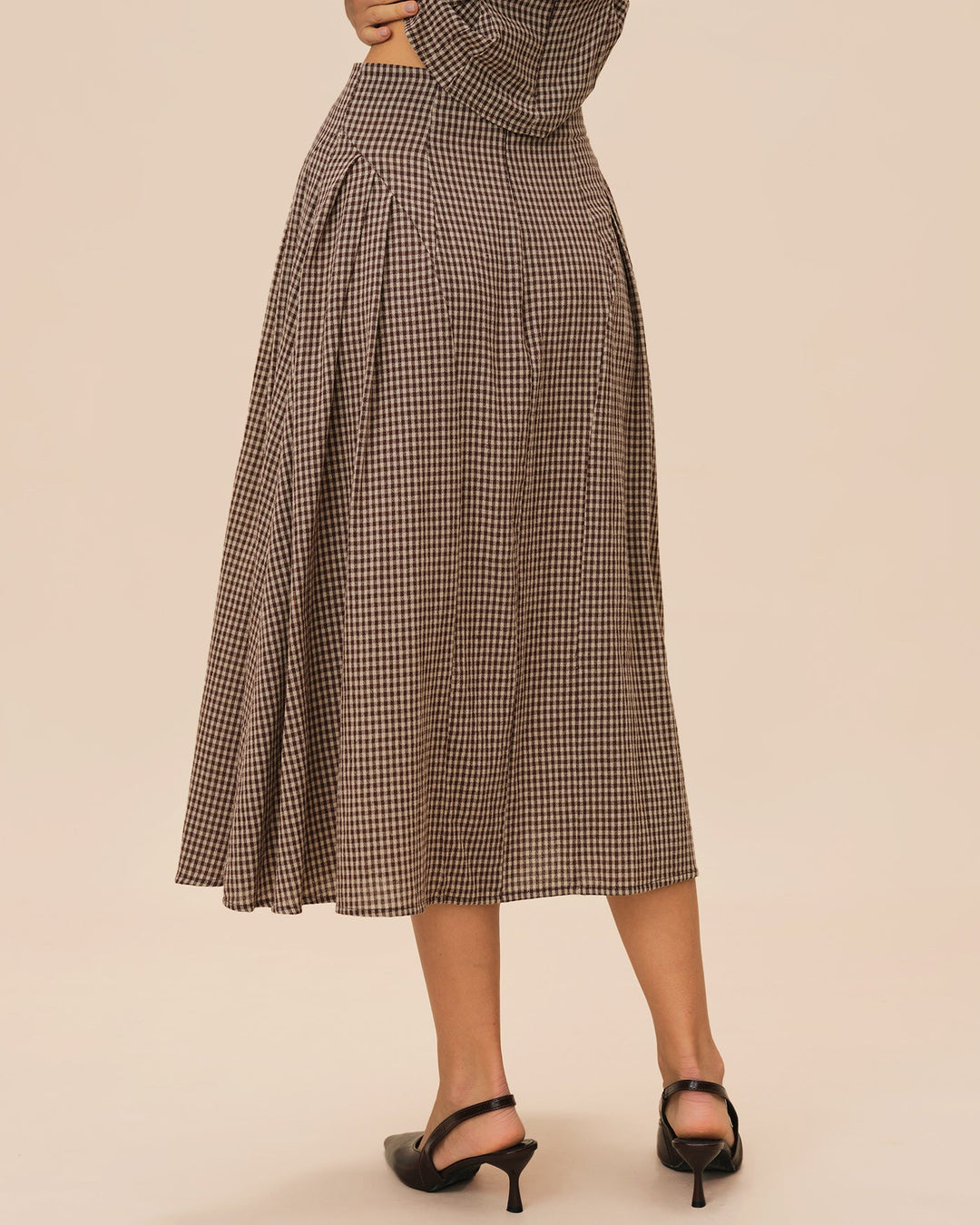 Morgan and Brooke | Brown Plaid Midi Skirt
