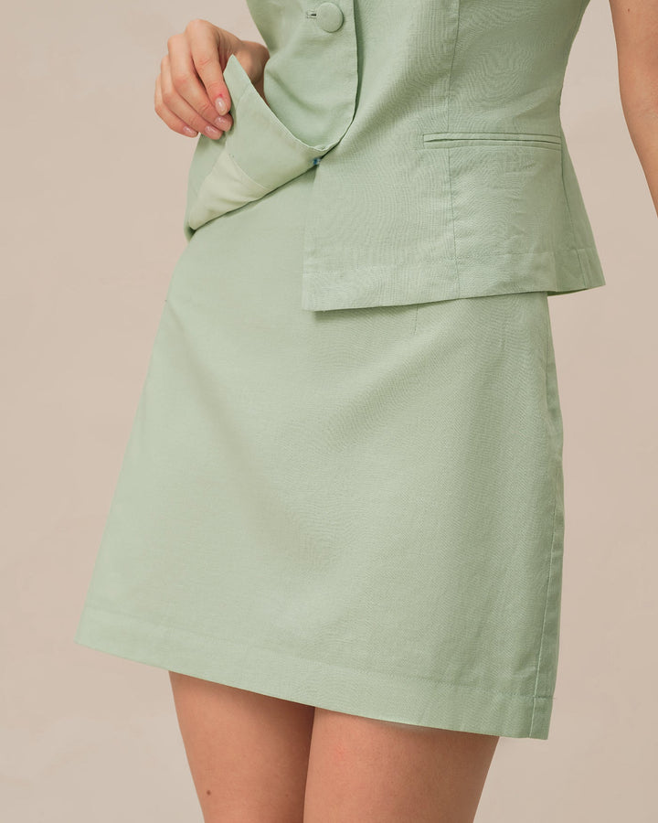 Morgan and Brooke | Green A-Line Mini Skirt