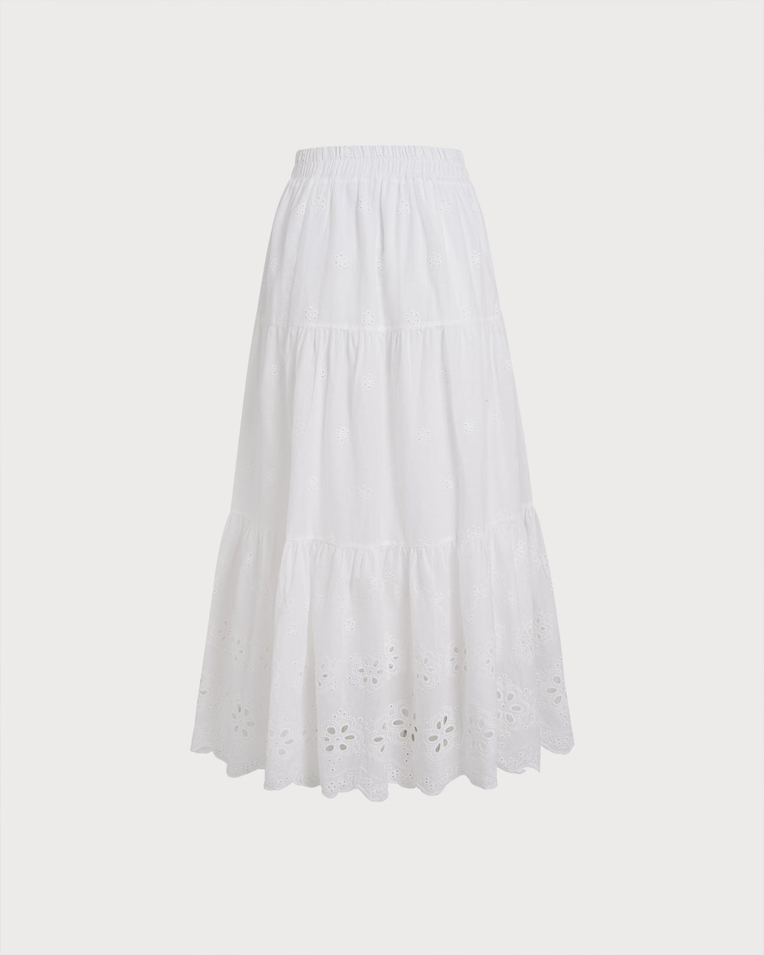 Morgan and Brooke | Floral Textured Midi Skirt for Women in White
