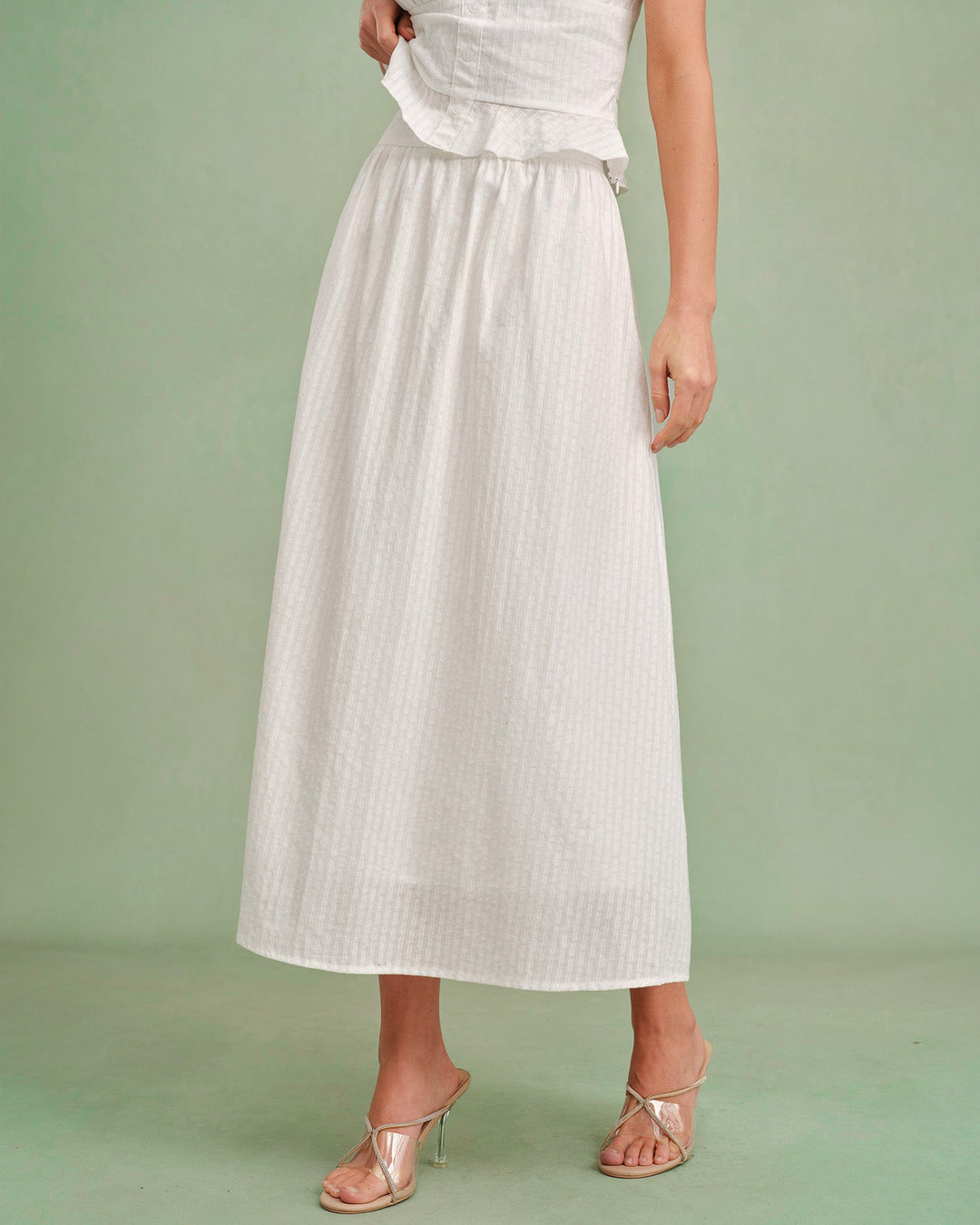 Morgan and Brooke | A-Line Midi Skirt for Women in White