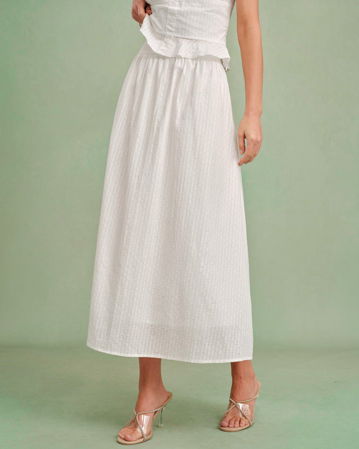 Morgan and Brooke | A-Line Midi Skirt for Women in White