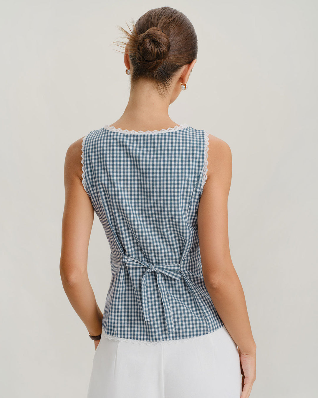 Morgan and Brooke | Sleeveless Tank Top for Women in Blue Plaid
