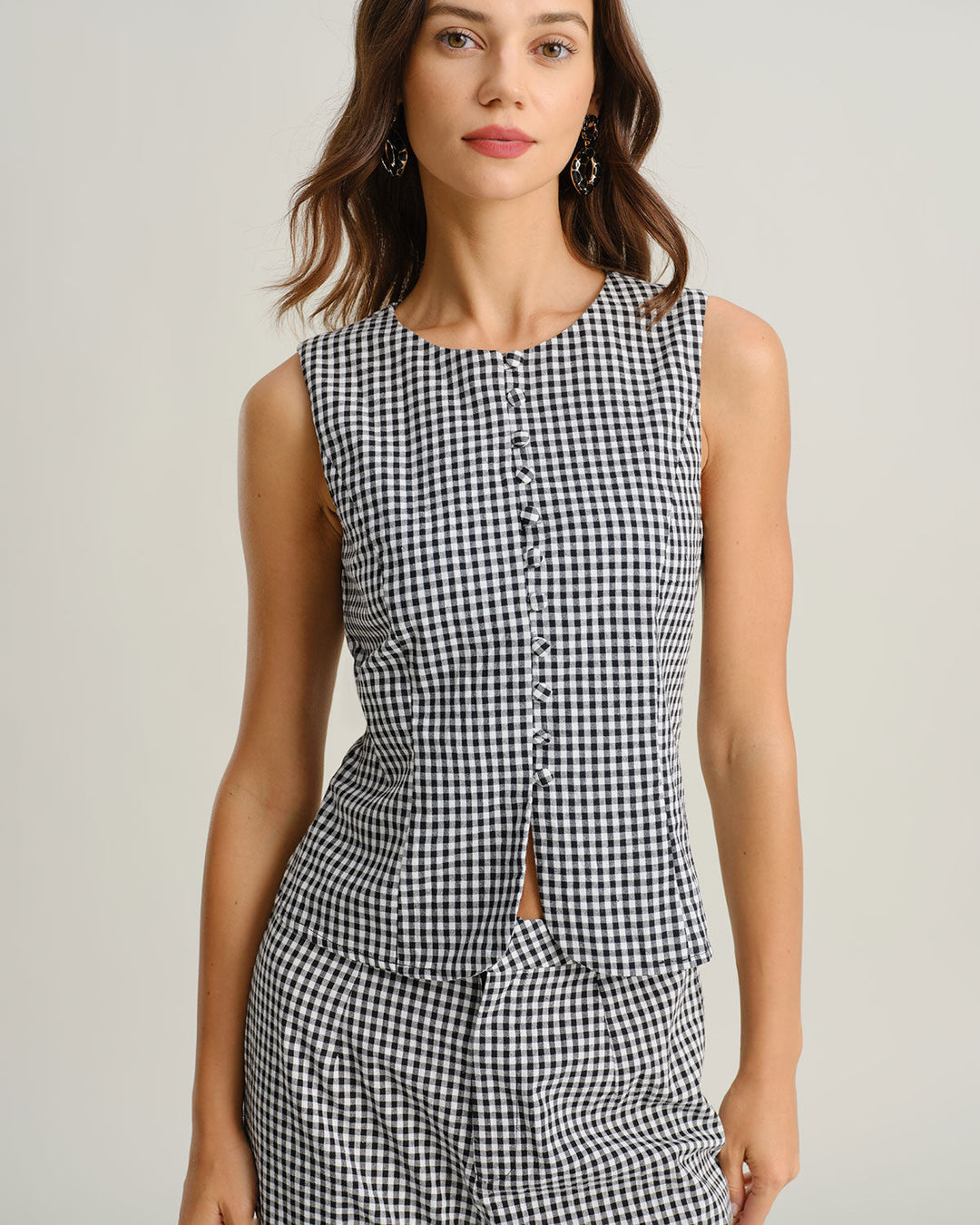 Morgan and Brooke | Black Plaid Vest for Women