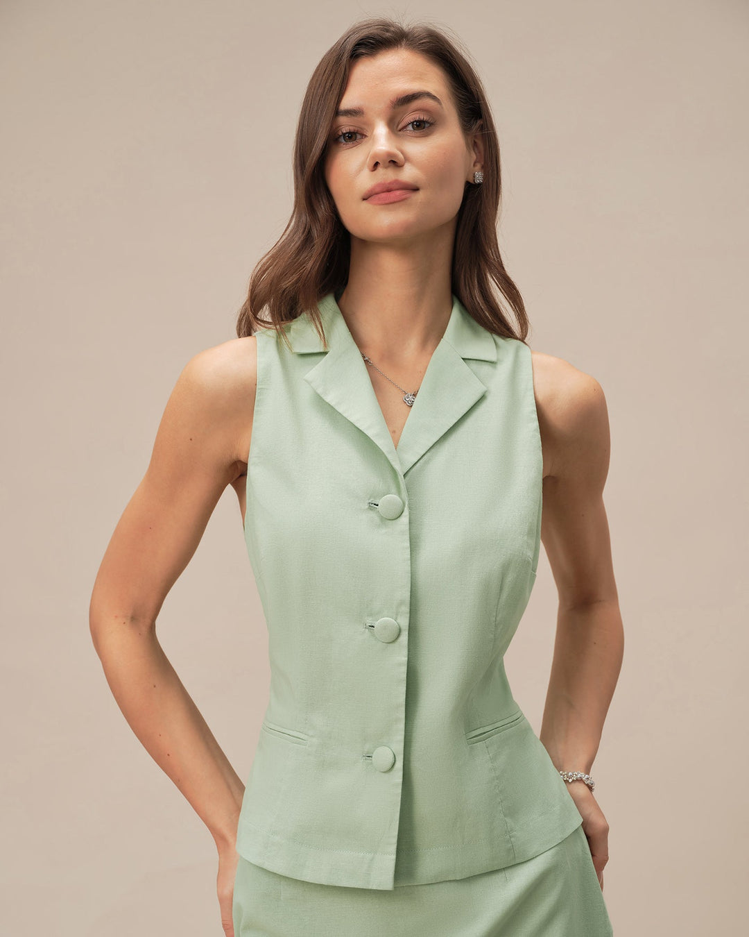 Morgan and Brooke | Single Breasted Vest for Men in Green