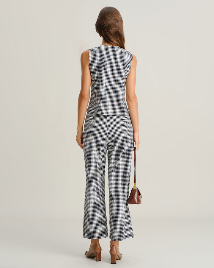 Morgan and Brooke | Black Plaid Vest for Women