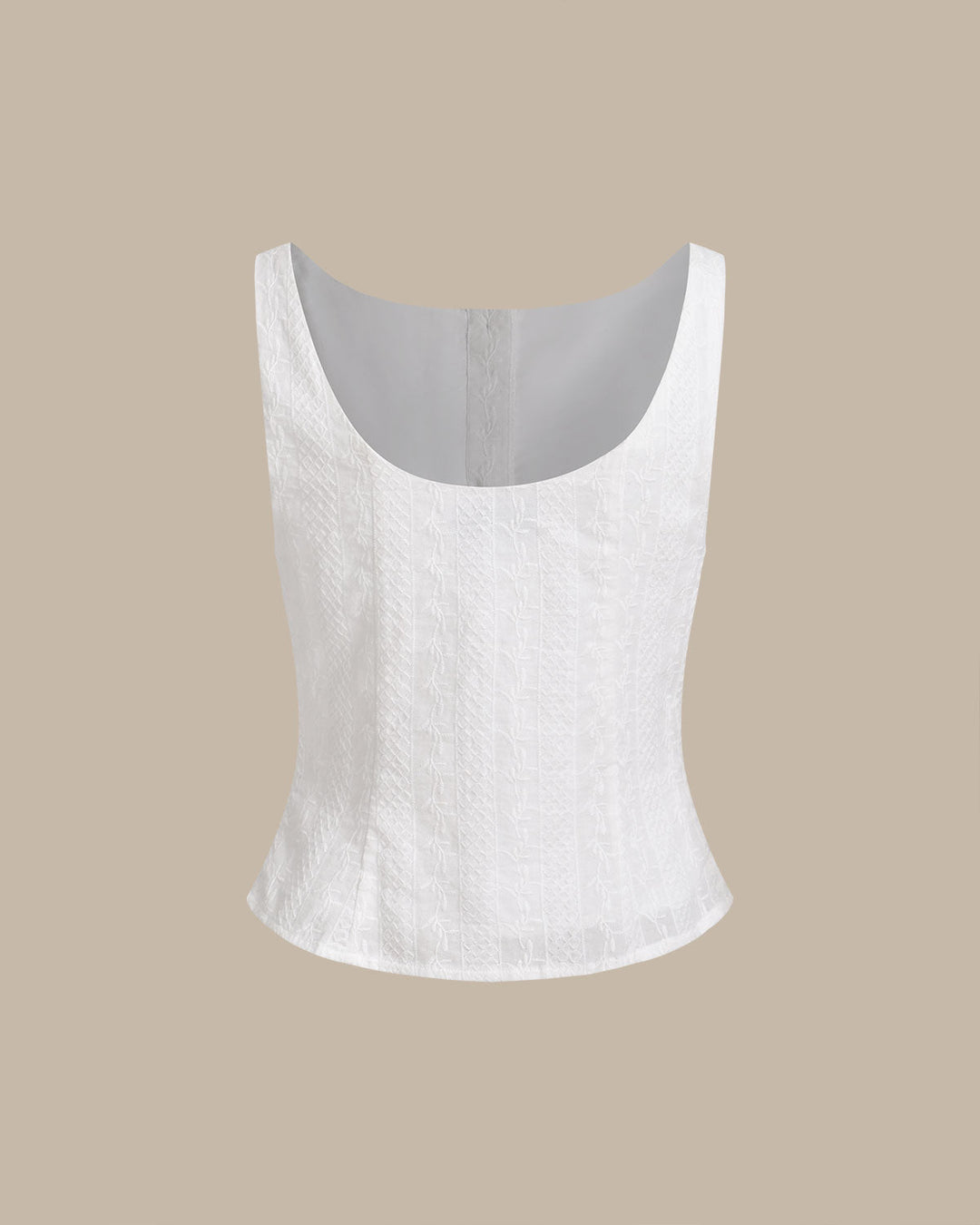 Morgan and Brooke | Textured Boat Neck Button Vest for Women in White