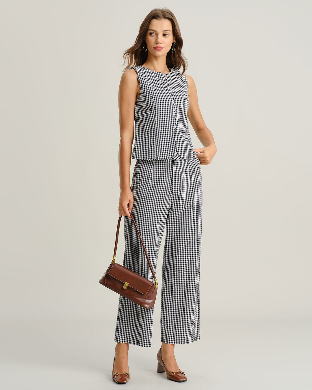Morgan and Brooke | Black Plaid Vest for Women
