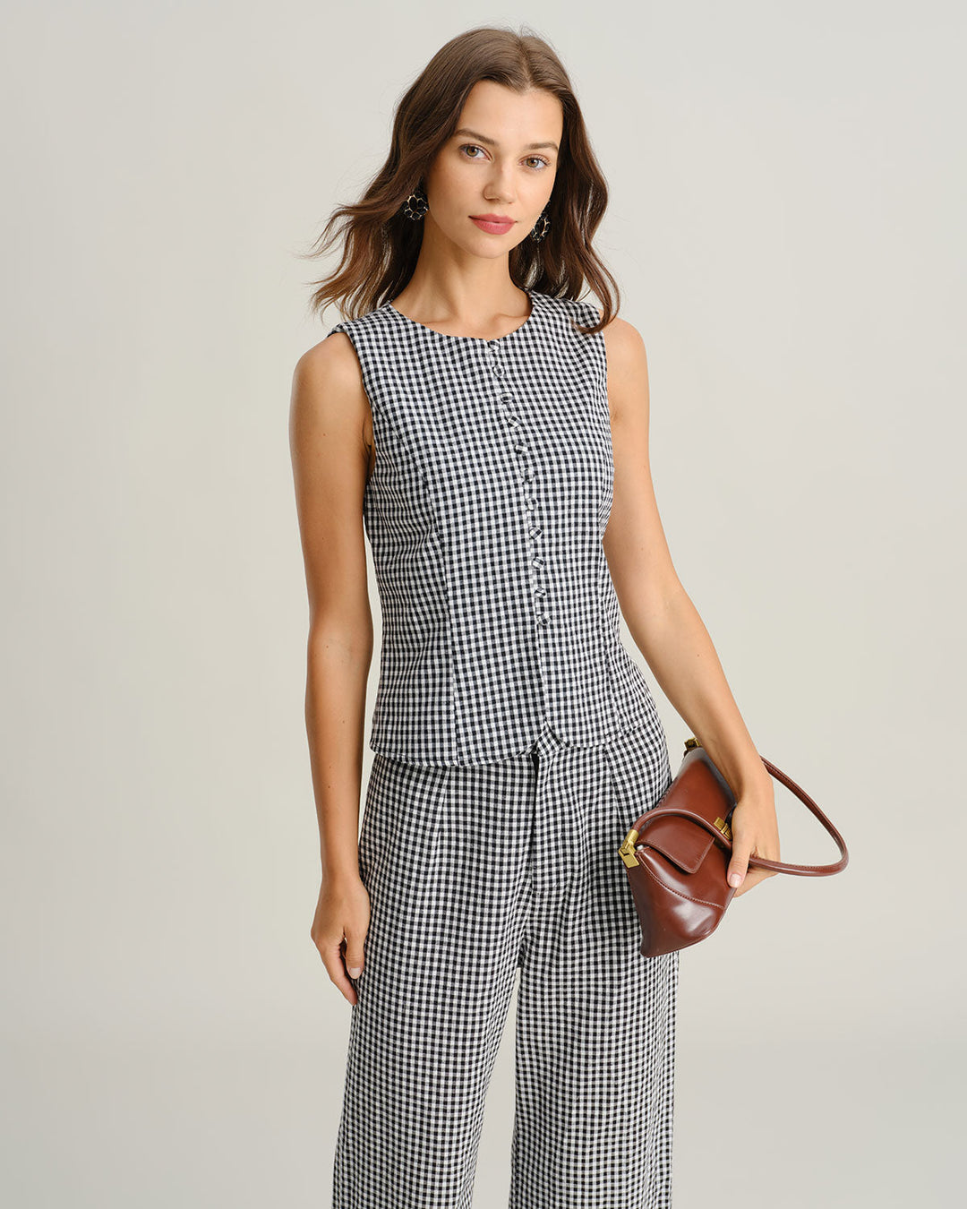 Morgan and Brooke | Black Plaid Vest for Women