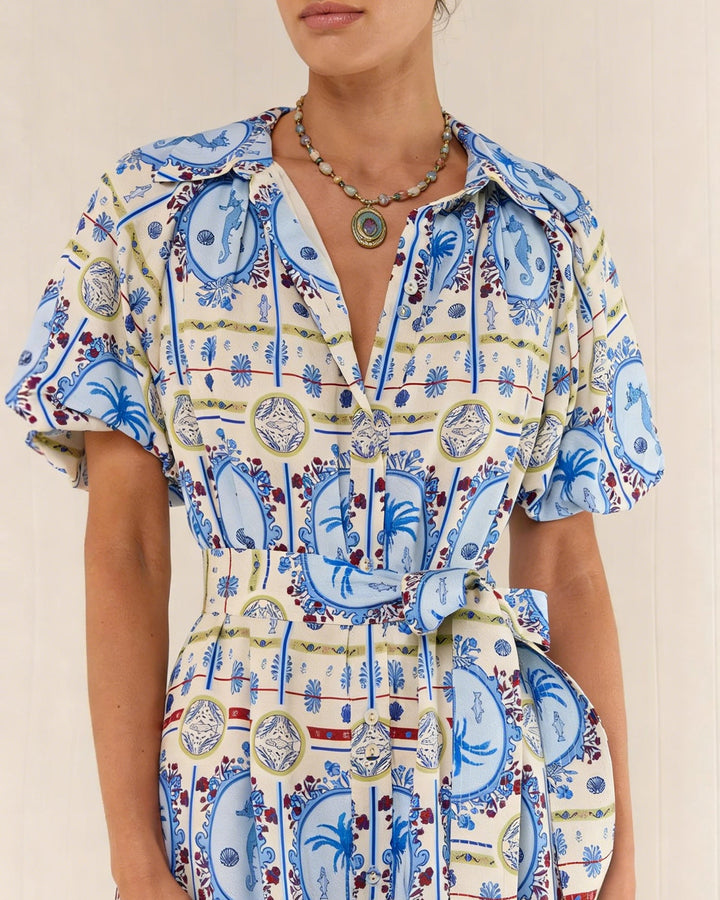 Morgan and Brooke | Floral Collar Midi Dress