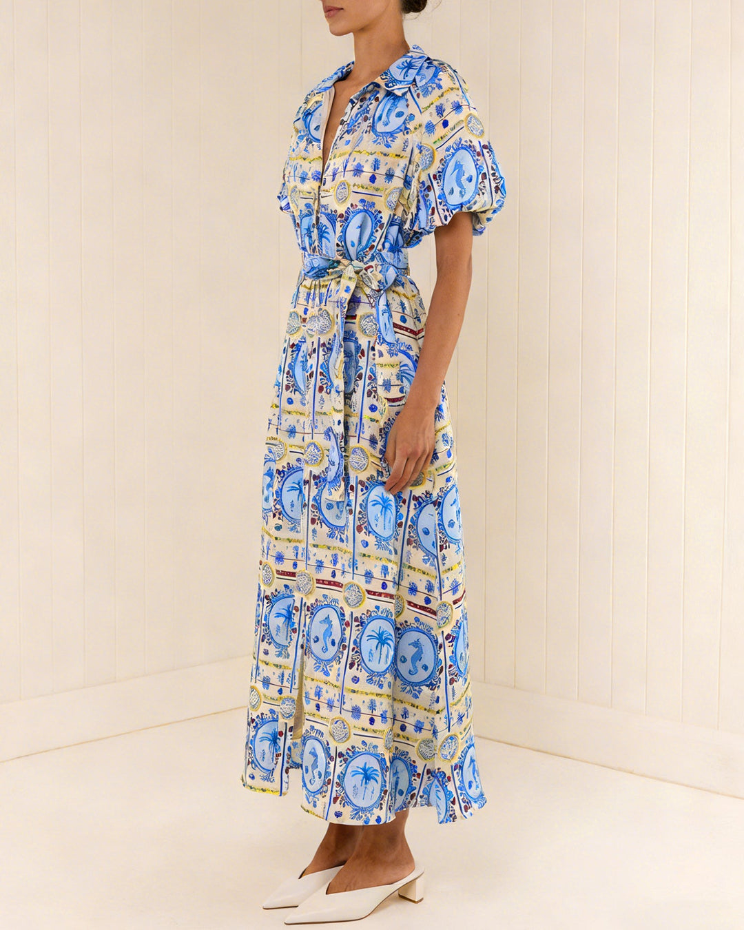 Morgan and Brooke | Floral Collar Midi Dress