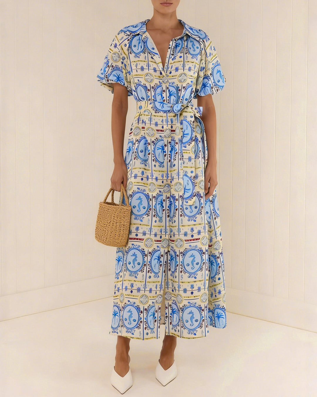 Morgan and Brooke | Floral Collar Midi Dress