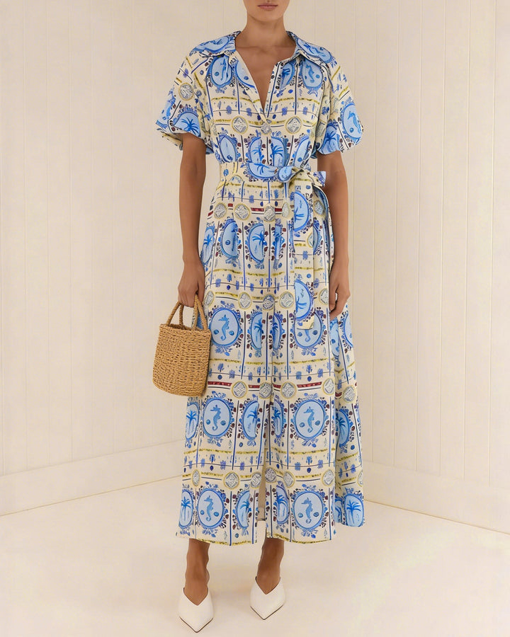 Morgan and Brooke | Floral Collar Midi Dress