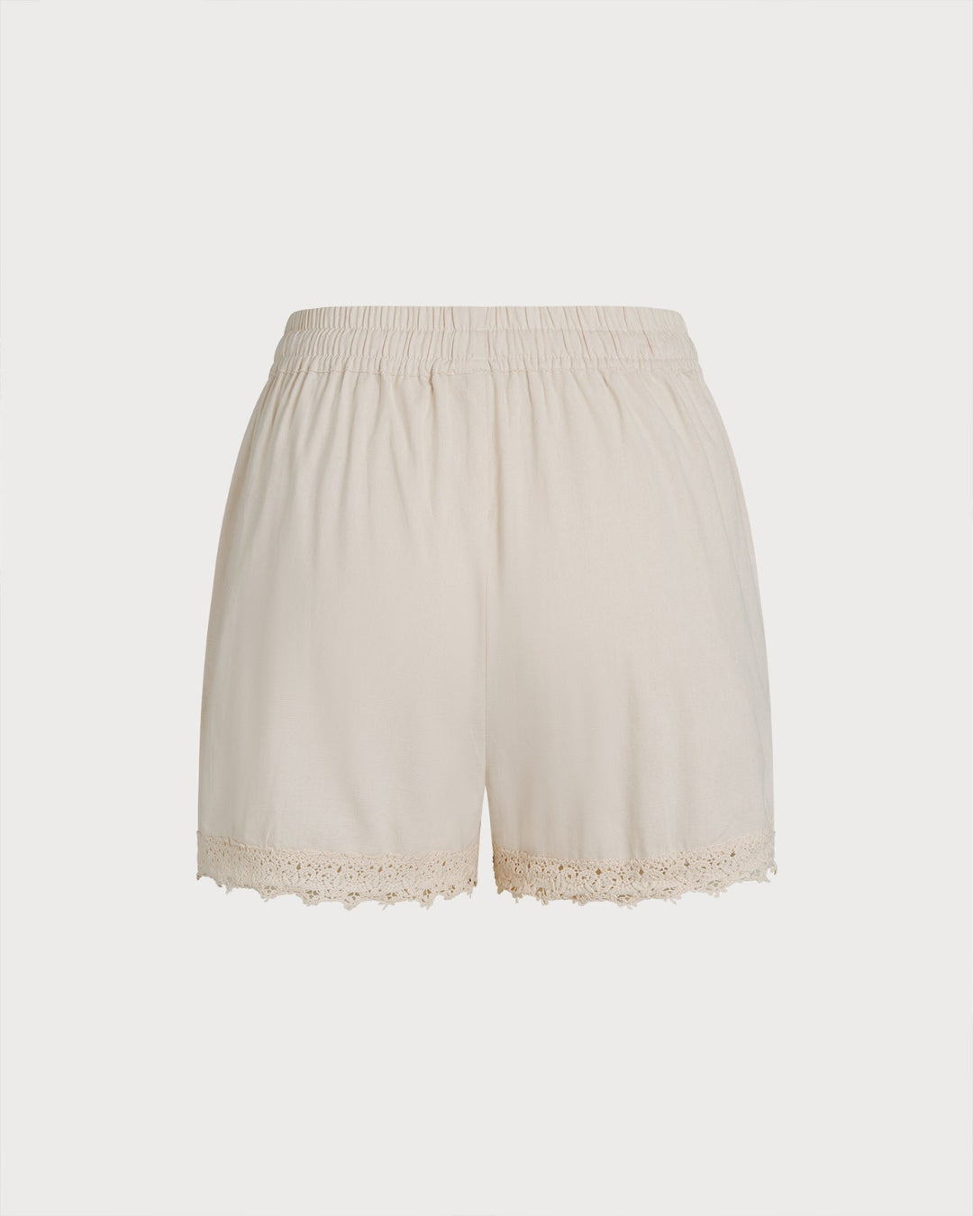 Morgan and Brooke | Embroidered Elastic Waist Shorts for Women in Apricot