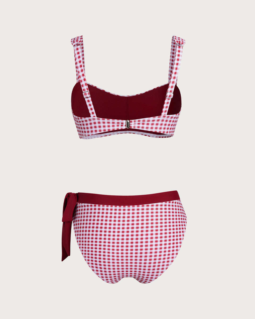 Morgan and Brooke | Plaid Bandeau Bikini Set for Women in Wine Red