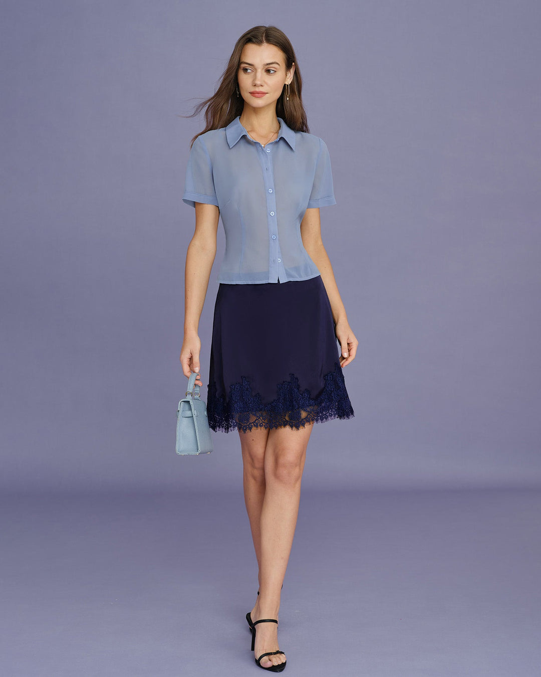 Morgan and Brooke | Chiffon Blouse for Women in Blue
