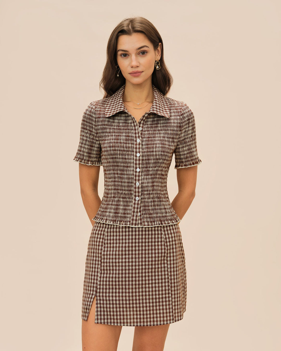 Morgan and Brooke | Brown Plaid Blouse
