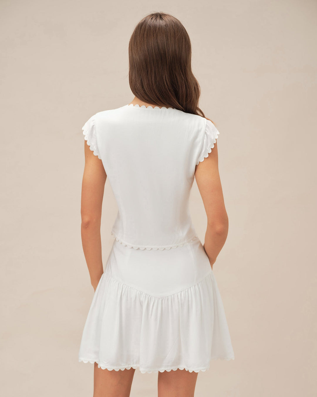 Morgan and Brooke | Cap Sleeve Button Blouse for Women in White