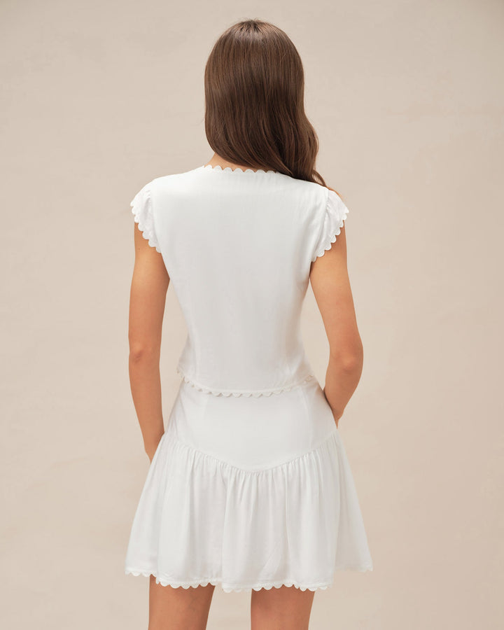 Morgan and Brooke | Cap Sleeve Button Blouse for Women in White
