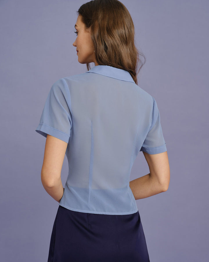 Morgan and Brooke | Chiffon Blouse for Women in Blue