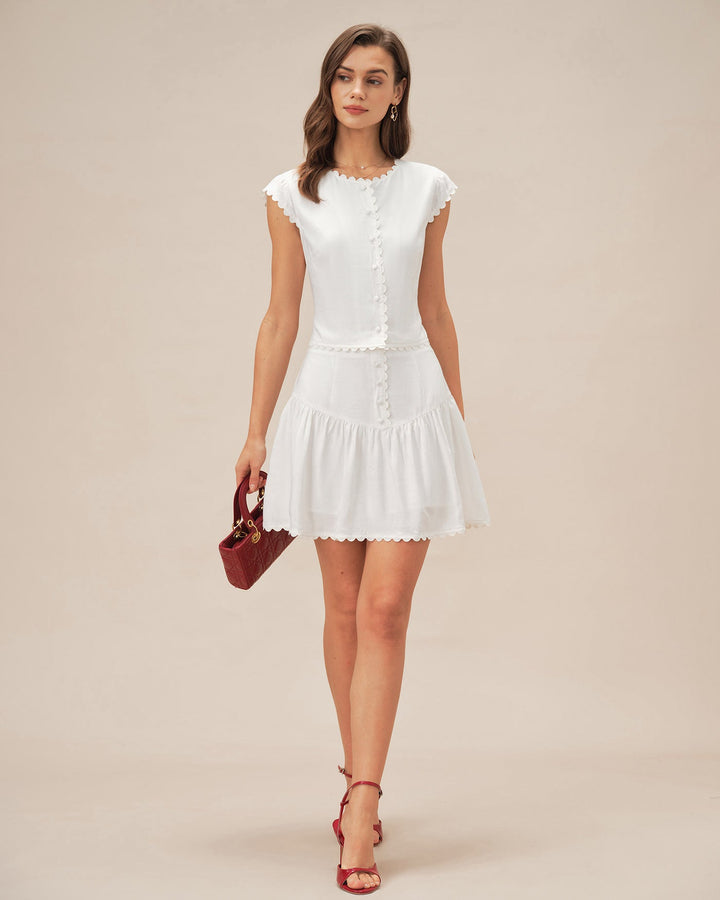 Morgan and Brooke | Cap Sleeve Button Blouse for Women in White