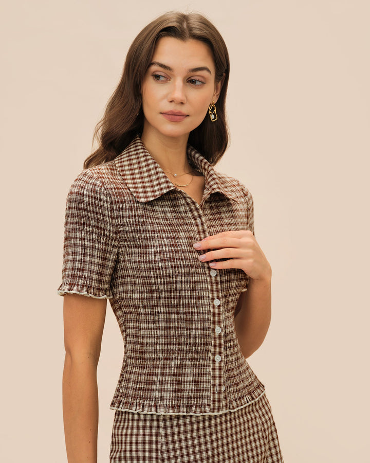 Morgan and Brooke | Brown Plaid Blouse