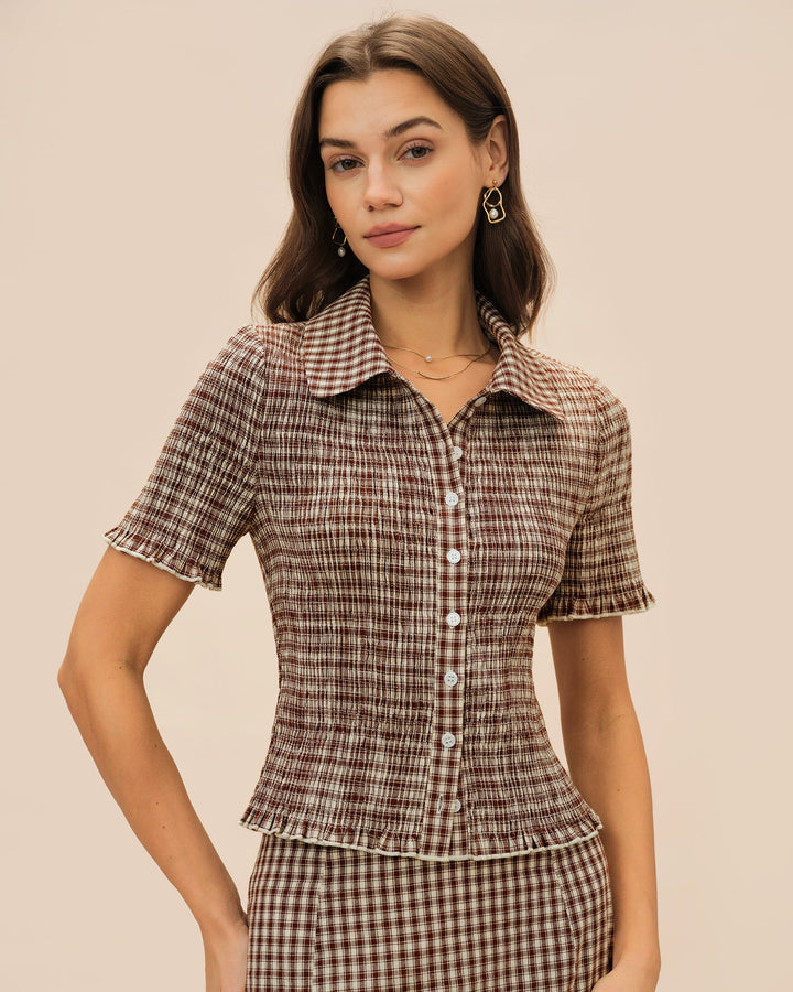 Morgan and Brooke | Brown Plaid Blouse